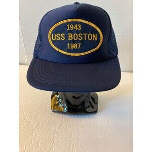 Vintage USS Boston 1943 1987 Trucker Hat Cap New Unworn KC